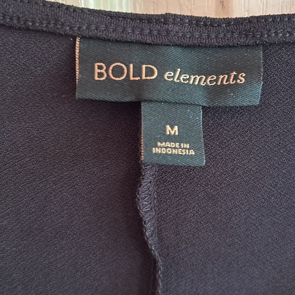 New w Tags Bold Elements Woman Dressy Top Black LS Gold Chain at the Neck Size M - Picture 5 of 5